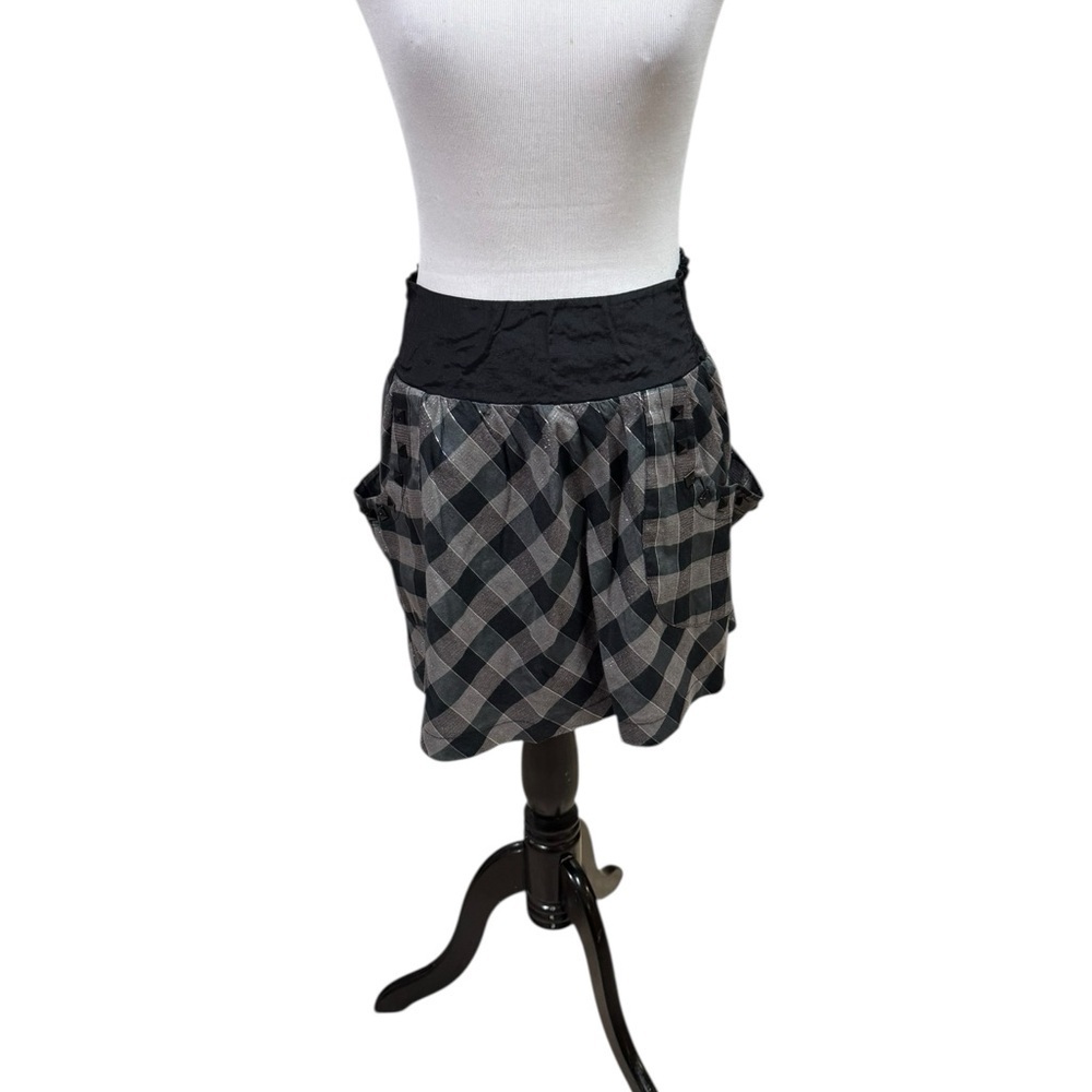 Fishbone Women’s S Small Mini Skirt Plaid Metallic Thread Studded Goth Punk Rave
